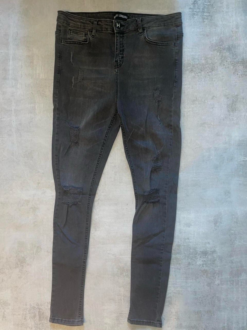 Hera Collection Men's Slim Straight Distressed Jeans - Black